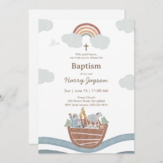 Noah’s Ark Baptism 招待状 (正面/裏面)