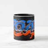 Noah Vorname Name Graffiti blue orange Tasse マグカップ (中央)