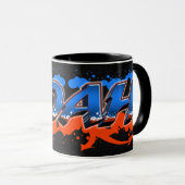 Noah Vorname Name Graffiti blue orange Tasse マグカップ (正面右)