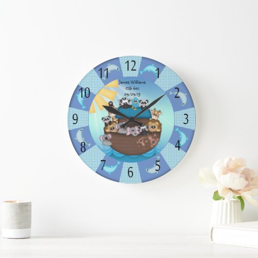 Noahsの避難所のベビーの円形の(大きい)柱時計 ラージ壁時計 (ホーム)