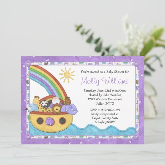 Noahsの避難所のベビーシャワーの招待状 招待状 (スタンド正面)