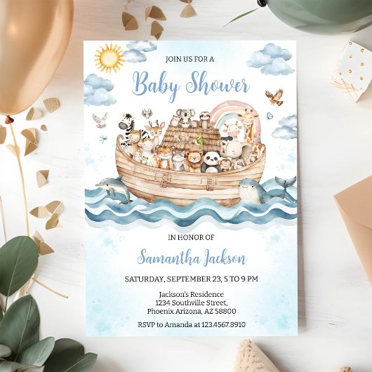 Noah's Ark Baby Shower 招待状