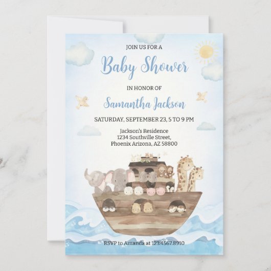 Noah's Ark Baby Shower Invitation 招待状 (正面)