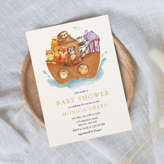 Noah's Ark Bible Story Animals Baby Shower 招待状