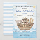 Noah's Ark Birthday Invitation 招待状 (正面/裏面)