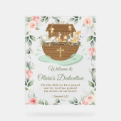 Noah's Ark Pink Floral Dedications Christening アクリルサイン (正面)