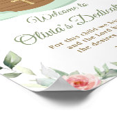 Noah's Ark Pink Floral Dedications Christening ポスター (角)