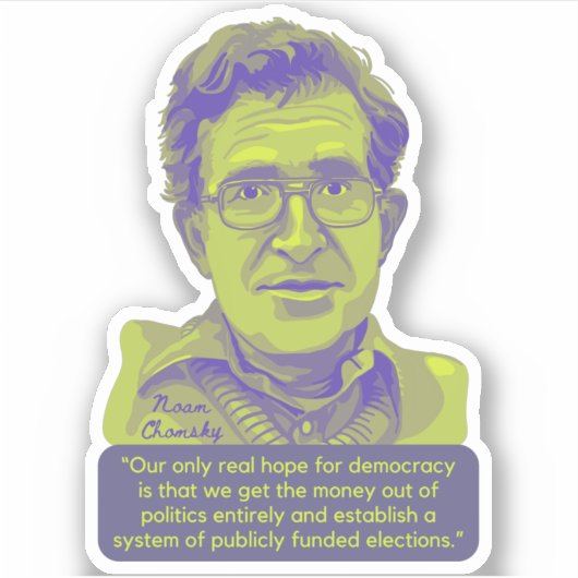Noam Chomsky Portrait and Quote シール (正面)