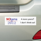 NObamaの2012年の選挙 バンパーステッカー (車上)