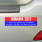 Nobama 2012年-自由を保って下さい バンパーステッカー (車上)