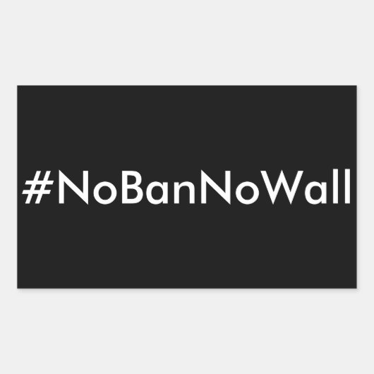 #NoBanNoWall、黒いシールの白い文字 長方形シール (正面)