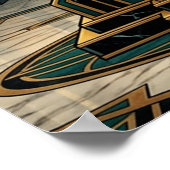 Noble Art Deco Stag Deer Golden Silhouette ポスター (角)