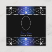 Noble Black Blue Purple 華美オーナメント追加 スクエア名刺 (正面)