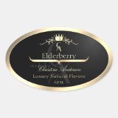 Noble Black Product Label with Gold Frame Monogram 楕円形シール (正面)