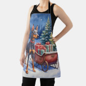 Noble Doberman Guarding Christmas Sleigh Winter エプロン (インサイチュ)