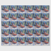 Noble Doberman Guarding Christmas Sleigh Winter ラッピングペーパー (フラット)