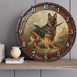 Noble German Shepherd Majestic Dog Art for Home  ラージ壁時計
