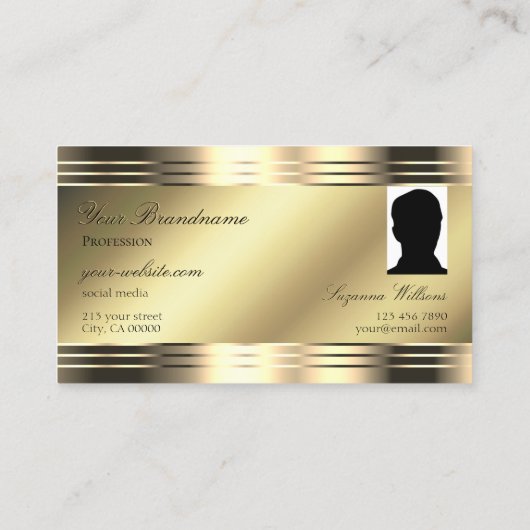 Noble Shimmery金ゴールドシャイニーダイヤモンドのロゴと写真 名刺 (裏面)