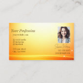 Noble Shimmery Orange Curved Decor Monogram写真 名刺 (裏面)