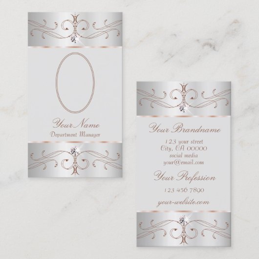 Noble Silverバラ金ゴールド華美オーナメント（写真あり） 名刺 (正面/裏面)