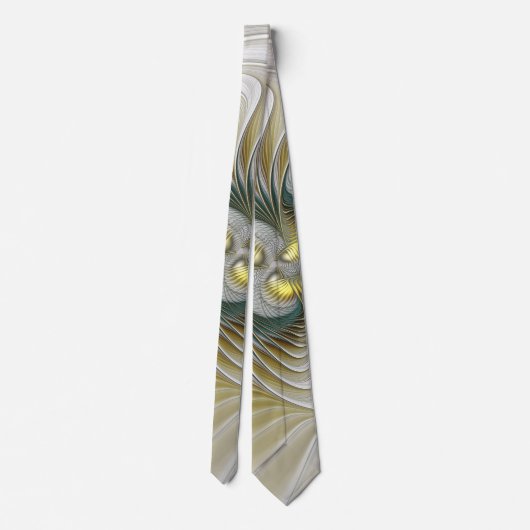 Nobly Golden Teal Abstract Fantasy Fractal Art ネクタイ (裏面)