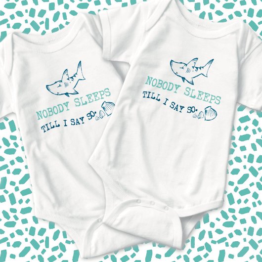 Nobodyスリープスシャークベビージャージーボディスーツ ベビーボディスーツ