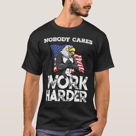 Nobody 気に Work Harlyトレーニングエクササイズイーグルパ Tシャツ (正面)