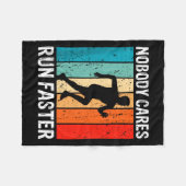 Nobody Cares Run Faster Funny Sarcastic Runner Quo フリースブランケット (正面(横))