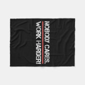 Nobody Cares Work Harder Tee Shirt- Insration Moti フリースブランケット (正面(横))