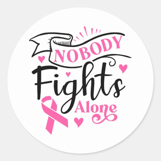 Nobody Fights Alone Breast Cancer Awareness ラウンドシール (正面)