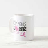 Nobody Fights Alone Breast Cancer Pink Ribbon コーヒーマグカップ (正面左)