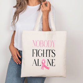 Nobody Fights Alone Pink Ribbon Canvas トートバッグ