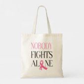 Nobody Fights Alone Pink Ribbon Canvas トートバッグ (裏面)