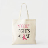Nobody Fights Alone Pink Ribbon Canvas トートバッグ (正面)
