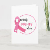 Nobody Fights Alone Pink Ribbon Greeting カード (正面)