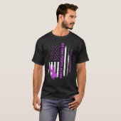 Nobody Fights Overdose Alone USA Flag purple Ribbo Tシャツ (正面フル)