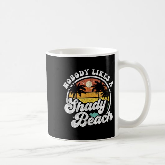 Nobody Likes A Shady Beach Funny Retro 70s Beach W コーヒーマグカップ (右)