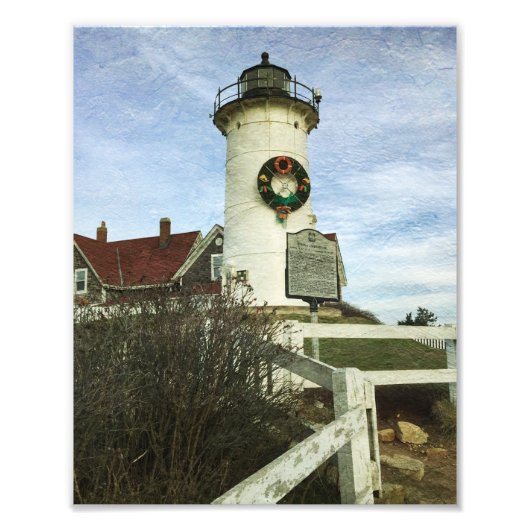 Nobska Light house at Christmas Art写真 フォトプリント (正面)