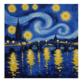 Noche estrellada sobre el rio ポスター