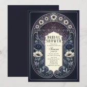 Nocturnal Anemone Floral Art Nouveau Bridal Shower 招待状 (正面/裏面)