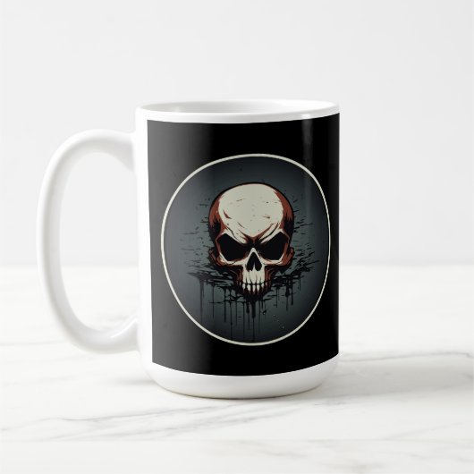 Nocturnal Drip Skull Artwork コーヒーマグカップ (左)