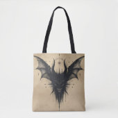 Nocturnal Guardian Tote – Gothic Bat Illustration  トートバッグ (正面)