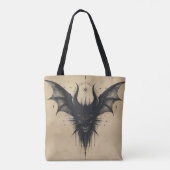 Nocturnal Guardian Tote – Gothic Bat Illustration  トートバッグ (裏面)