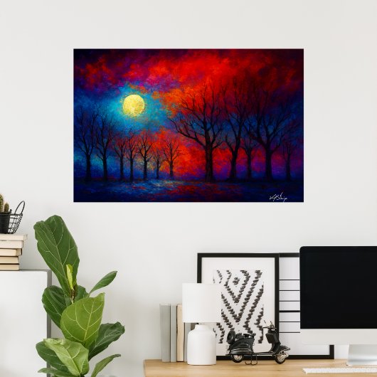 Nocturne in Crimson and Cobalt ポスター (ホームオフィス)