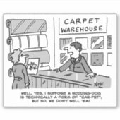 Nodding Dog Carpet Shop Cartoon. シール (正面)