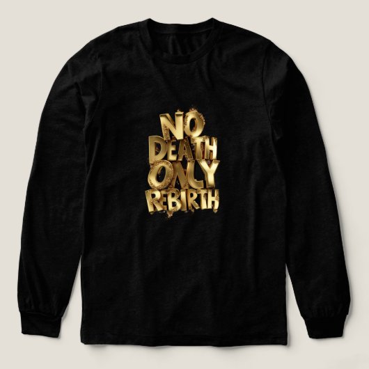 Nodeath Only Rebirth Bella+Canvas ゴールド長袖 トライブレンドTシャツ (デザイン正面)