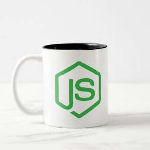 NodejsのロゴのJavaScriptのウェブ開発者 ツートーンマグカップ