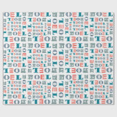 Noelのクリスマスの休日の混合されたタイポグラフィパターン ラッピングペーパー (フラット)