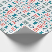 Noelのクリスマスの休日の混合されたタイポグラフィパターン ラッピングペーパー (角)