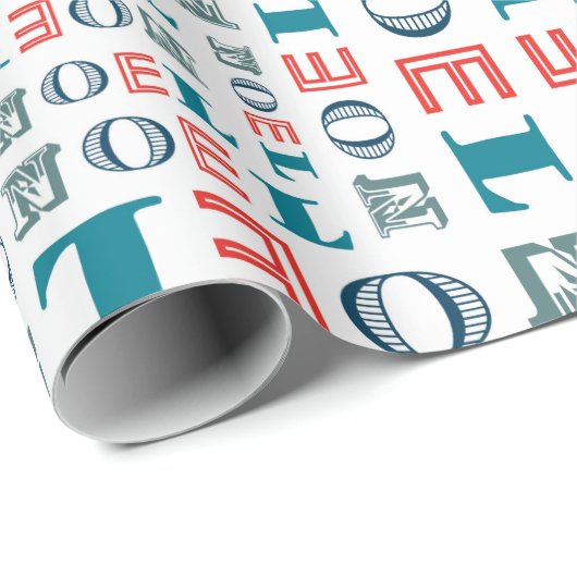 Noelのクリスマスの休日の混合されたタイポグラフィパターン ラッピングペーパー (ロールコーナー)